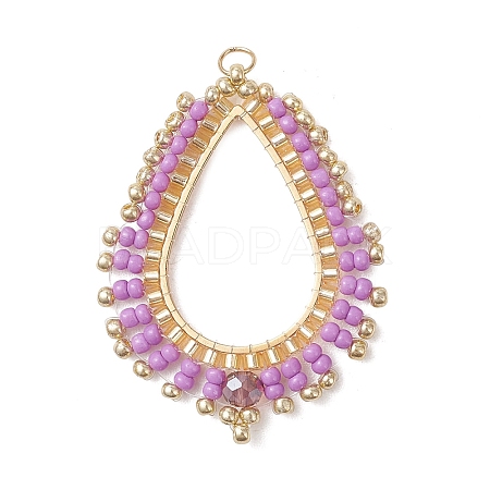 Glass Seed Beaded Pendnats PALLOY-MZ01361-01-1