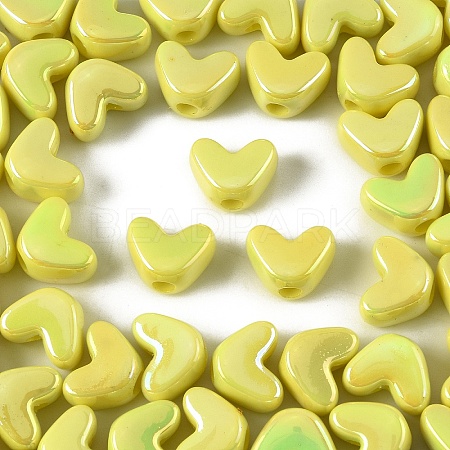 50Pcs UV Plating Opaque Acrylic Beads MACR-YW0004-06F-1