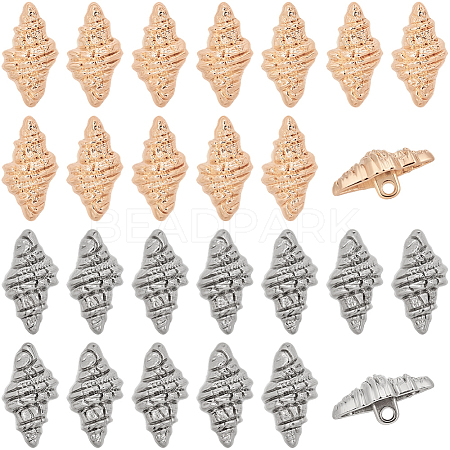 40Pcs 2 Colors 1-Hole Alloy Shank Buttons BUTT-CY0001-28A-1