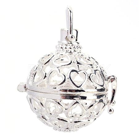Rack Plating Brass Cage Pendants KK-S751-013S-1