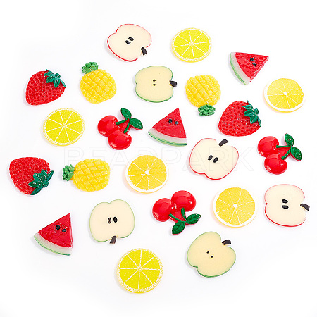24Pcs 8 Styles Fruit Theme Plastic Cabochons KY-GA0001-25-1