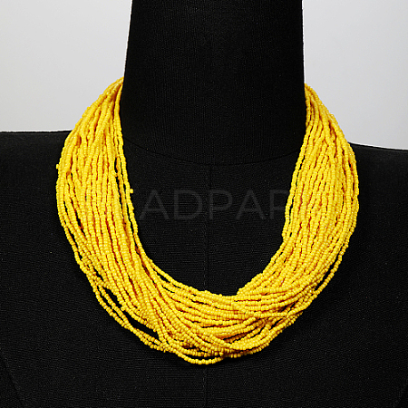 Plastic Beaded Multi-strand Necklaces ZG0249-6-1