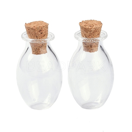 Oval Glass Cork Bottles Ornament AJEW-O032-03I-1