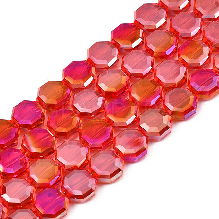 Electroplate Transparent Glass Beads Strands EGLA-N002-27-C02-1