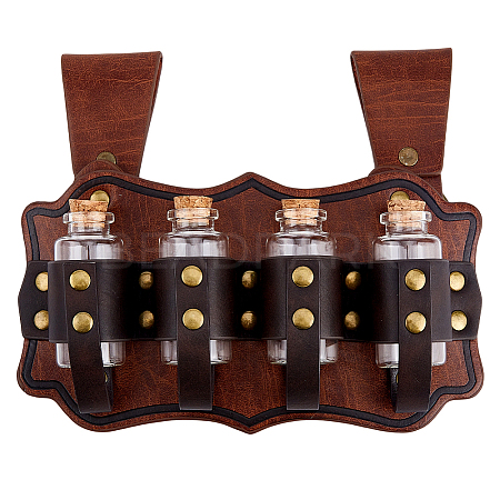 PU Leather Bag with 4Pcs Cork Glass Bottles FIND-WH0366-420A-1