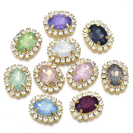 Resin Rhinestone Cabochons with Crystal Rhinestone and Brass Findings RB-S066-22G-1