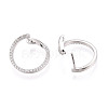 Brass Micro Pave Clear Cubic Zirconia Ring Hoop Earrings EJEW-T048-38P-3
