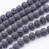 Unwaxed Natural Lava Rock Bead Strands G-F309-12mm-1