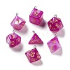 7 Styles Opaque Resin Polyhedral Dice Pendants Set RESI-A029-01S-1