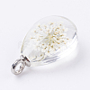 Glass Dried Flower Pendants GLAA-K018-E-3