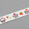 Cake and Cherry Printed Polyester Grosgrain Ribbon OCOR-S010-9mm-06-2