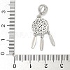 Brass Clear Cubic Zirconia Woven Web/Net with Feather European Dangle Charms KK-U050-01P-3