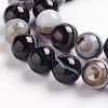 Natural Black Striped Agate/Banded Agate Beads Strands G-J359-01-8mm-3