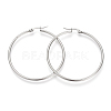 Tarnish Resistant 201 Stainless Steel Hoop Earrings X-MAK-R018-50mm-S-2
