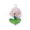 Glass Seed Beaded Flower Pendants X1-PALLOY-MZ00521-04-1