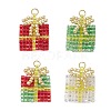 4Pcs 4 Colors Glass Seed Beaded Christmas Gift Pendants PALLOY-MZ00899-1