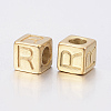304 Stainless Steel Large Hole Letter European Beads X-STAS-H428-01G-R-2