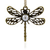 Antique Bronze Plated Alloy Dragonfly Pendants PALLOY-J288-01AB-NF-1