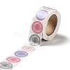 Flat Round Rose Pattern Thank You Paper Stickers Roll X-DIY-D078-10-3