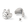 304 Stainless Steel Curved Leaf Stud Earrings for Women EJEW-K244-25P-2