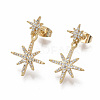 Brass Micro Pave Clear Cubic Zirconia Stud Earrings EJEW-T011-010-NF-1