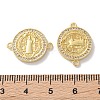 Rack Plating Brass Cubic Zirconia Saint Benedict Connector Charm KK-C084-01G-G-3