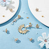 4 Pairs 4 Style Brass Cubic Zirconia Flower Stud Earring Findings EJEW-BBC0001-11-4