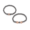 2Pcs 2 Style Synthetic Hematite Stretch Bracelets Sets BJEW-JB08004-04-7