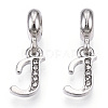 Platinum Rack Plating Alloy Rhinestone European Dangle Charms PALLOY-T048-36P-J-1