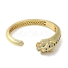 Brass Pave Clear & Green Cubic Zirconia Leopard Open Cuff Bangle for Women BJEW-K246-16G-2