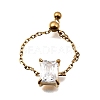 304 Stainless Steel Pave Cubic Zirconia Adjustable Chain Rings RJEW-P189-01E-G-1