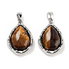 Natural Tiger Eye Teardrop Pendants KK-C051-59P-02-1