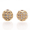 Rack Plating Brass Cubic Zirconia Beads X-ZIRC-S001-8mm-A01-2