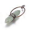 Natural Green Aventurine Wire Wrapped Pointed Big Pendants G-L520-I04-R-NF-3