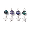 4Pcs 4 Colors Natural Tiger Eye(Dyed & Heated) Round Pendants PALLOY-TA00143-1