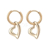 2 Pairs 2 Colors Brass Heart Dangle Hoop Earrings EJEW-JE05066-3
