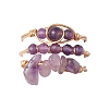3Pcs Natural  Amethyst Bead Finger Ring RJEW-JR00855-02-2