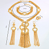 Luxury Alloy Ring Tassel Bracelets & Earrings & Necklaces & Rings Sets for women CI2534-2