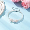 Handmade Glass Seed Beaded & Natural Rose Quartz Chips Beaded Bracelets for Women BJEW-MZ00225-03-1