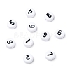 Mix Numbers White Flat Round Acrylic Beads X-PB9111-3