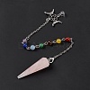 Natural Rose Quartz Hexagonal Pointed Cone Dowsing Pendulum Pendants G-G983-05P-02-3