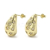 Brass with Cubic Zirconia Stud Earrings EJEW-G381-02G-1