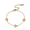 304 Stainless Steel Cable Chain Heart Links Bracelets for Women BJEW-P321-01G-2