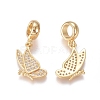 Brass Micro Pave Clear Cubic Zirconia European Dangle Charms ZIRC-I036-23G-1