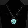 Zinc Alloy Heart with Flower Luminous Noctilucent Necklaces NJEW-BB03158-B-4