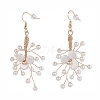 Brass Shell Pearl Hoop Earrings EJEW-JE04815-02-1