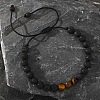 Retro Round Natural Lava Rock Braided Bead Bracelets for Men BL1324-1-1