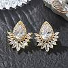 Brass & Clear Teardrop Cubic Zirconia Stud Earrings with Marquise Accents for Women KK-CBA36A2-12G-1