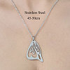 Non-Tarnish 201 Stainless Steel Hollow Butterfly Wing Pendant Necklace NJEW-OY002-01-3