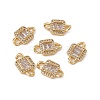 Rack Plating Brass Pave Clear Cubic Zirconia Connector Charms KK-C007-36G-1